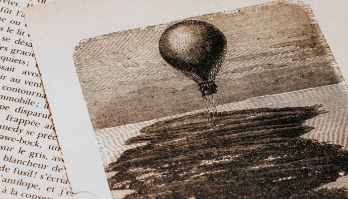 Rycina przedstawiająca jeden z pierwszych balonów na ogrzane powietrze na świecie